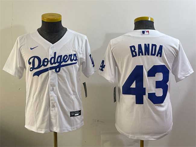 Youth Los Angeles Dodgers #43 Anthony Banda White Cool Base Stitched Jersey->mlb youth jerseys->MLB Jersey